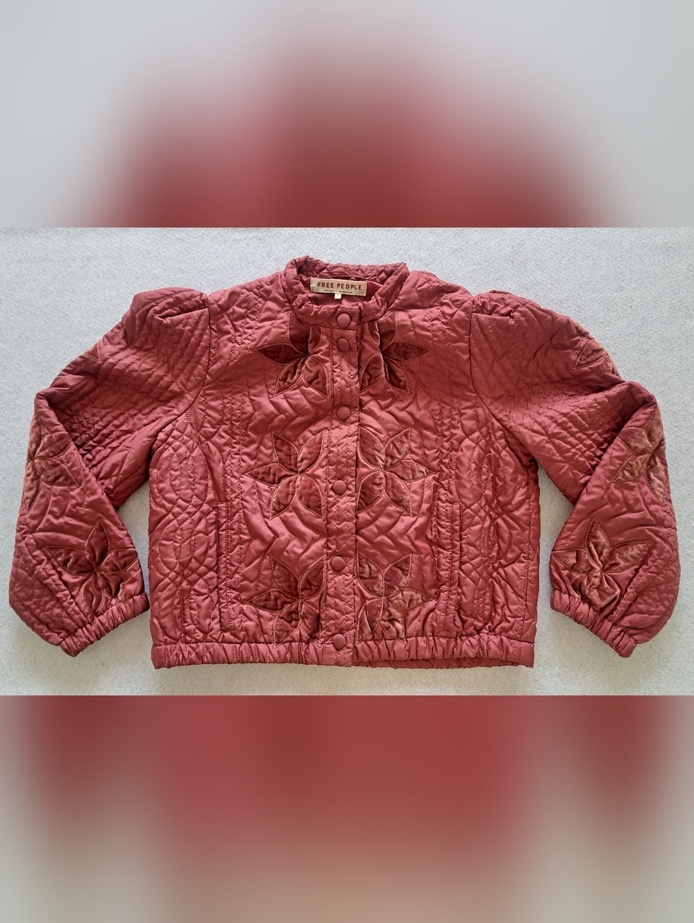 Free People Lightweight Quilted Quinn Crop Jacket in Marsala Red - Picture 16 of 16